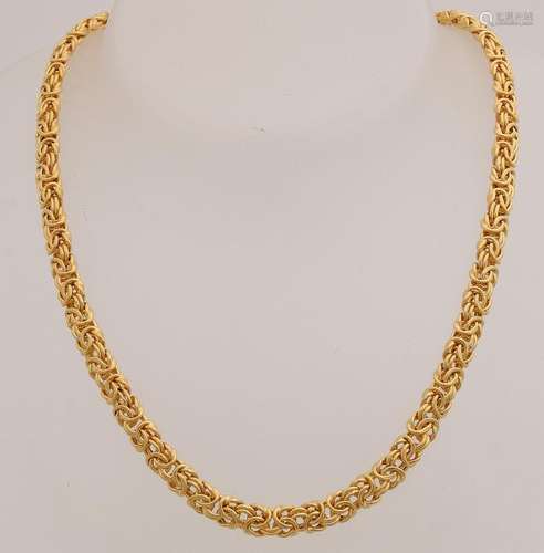 Oval royal necklace, gold on silver, 925/000. 6.5x4mm.