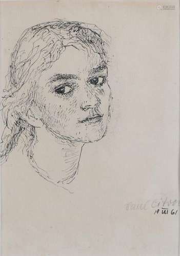 Paul Citroen. 1961. 1896 - 1983. Girl portrait. Black