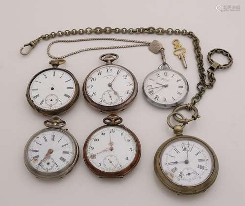 Lot with six pocket watches, mechanical, various