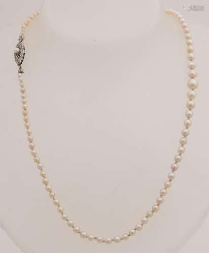 Necklace of expiring cultivé pearls, attached to a