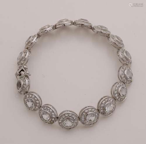 Silver bracelet, 925/000, with 16 round links set with