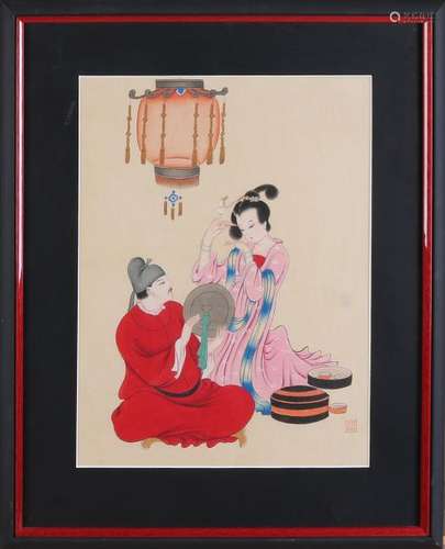 Signed Chinese watercolor. Circa 1900 or older. Two