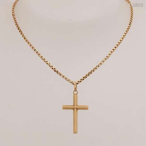 Gold necklace with a cross, 750/000, Venetian necklace