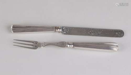 Antique 835/000 silver knife and fork with beautiful