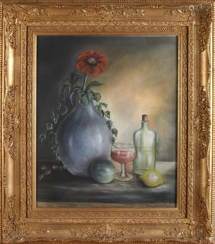 Monogram JTH Still life with glass, Cologne bottle and