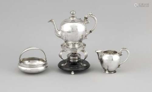 Silver tableware, 833/000, 4 parts with a tea jug, milk