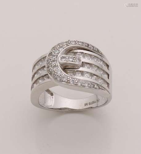 White gold ring, 750/000, with zirconia. Wide ring with