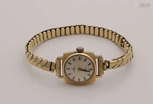 Yellow gold ladies watch, 585/000, Marti, with a square