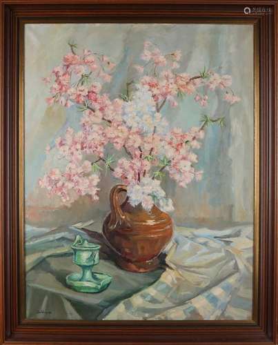 Theo Wiegman. Still life, ceramic vase with flowers.