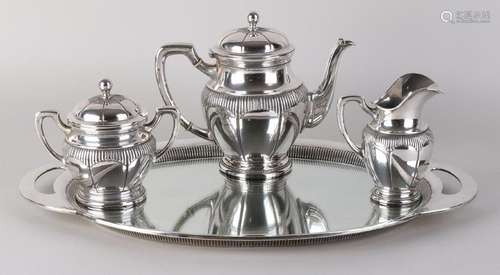 Beautiful Jugendstil German silver 800/000 tea set on