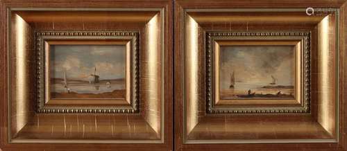 Unsigned. Two miniature paintings. Dutch landscapes.