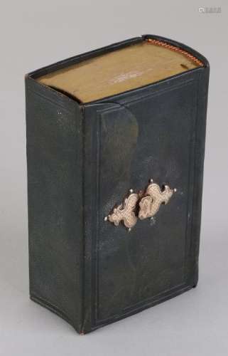 Bible with leather cover with yellow gold lock,