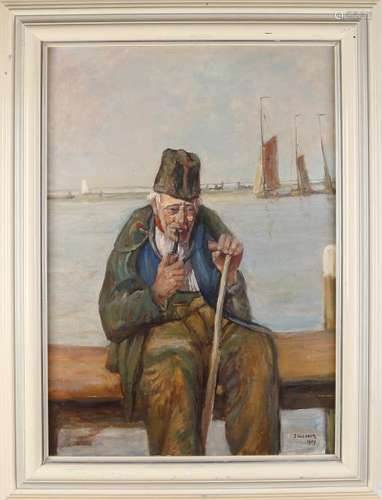 Jacobson. 1907. Fisherman with pipe. Oil on linen.