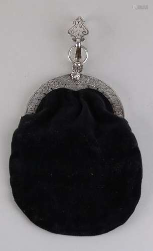 Bag with silver bracket with skirt hook. Half round bag