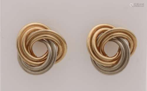Gold studs, 585/000 in a kind of wool button with a