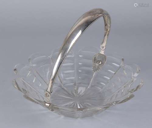 Crystal bowl with silver bracket, 833/000. Round dish