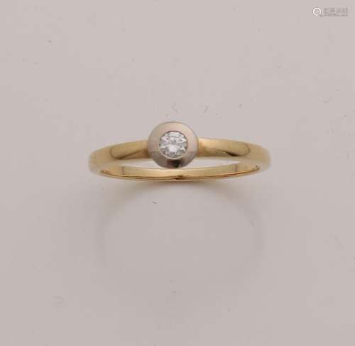 Yellow gold ring, 585/000, with diamond. Tight yellow