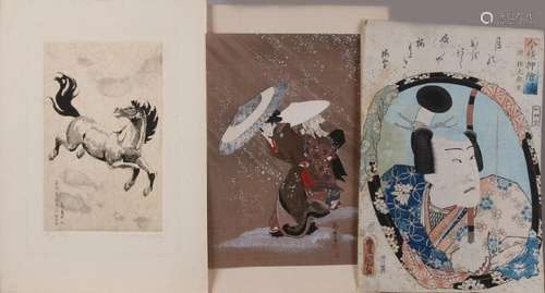 Three Japanese works. Consisting of: Geishas in snow