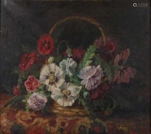 Jacoba Stuiveling. 1917. Basket with flowers. Oil on