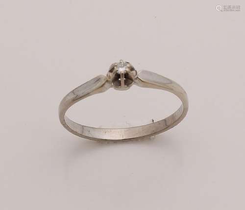 White gold solitaire ring, 585/000, with diamond. White