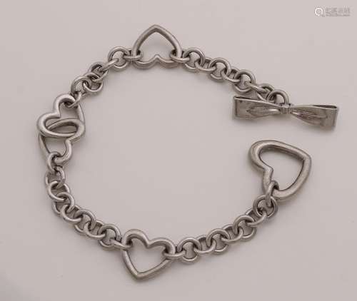 Silver bracelet, 925/000, with hearts and a capitol