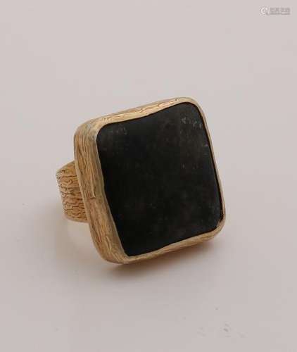 Large ring, gold on silver, 925/000, with large square