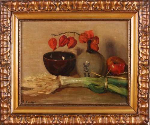 E. Knuttel. Circa 1930. Still life with earthenware and