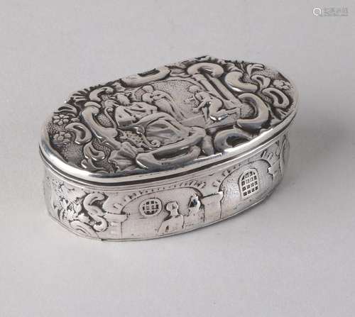 Antique silver box, oval model with allegorical