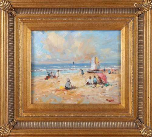 P. Renard. 21st century. Dutch beach scene. Oil paint