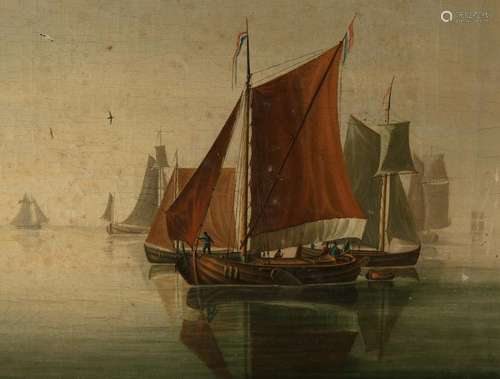 Dutch School. 19th century. Dutch shipping at calm sea.