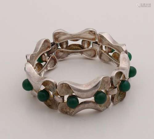 Wide silver bracelet, 935/000, with 5 folded large