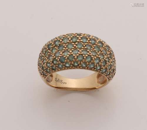 Convex golden ring, 585/000, generously pave set with