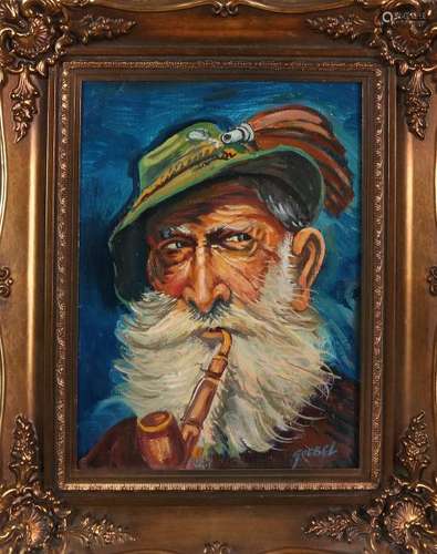 Goebel. German School. Bavarian man with tobacco pipe.