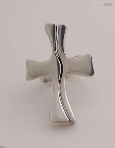 Silver ring, 925/000, with cross. maker Georg Jensen,