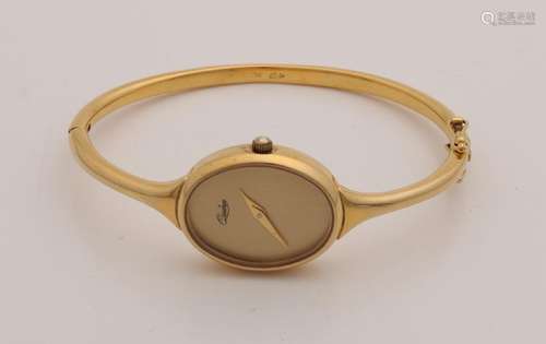 Beautiful yellow gold watch, 750/000, oval case,