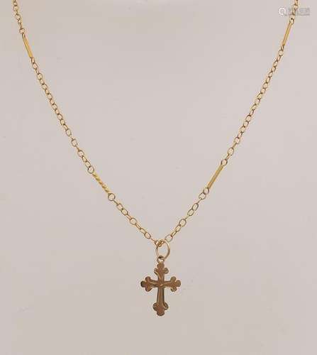 Yellow gold necklace with pendant, 585/000, anchor