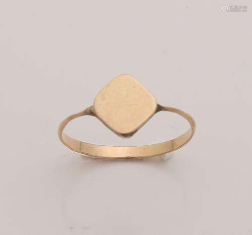 Fine yellow gold ring, 585/000, with a diamond-shaped