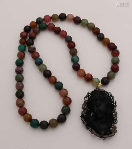 Necklace of colored faceted agate beads, ø 10.5 mm,