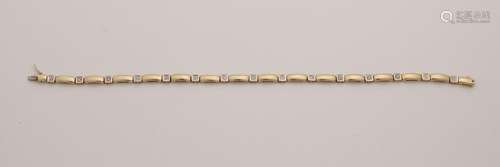 Yellow gold bracelet, 585/000, with diamond. Bracelet