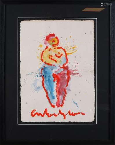 Anton Heyboer. Naked lady. Oil paint on paper.