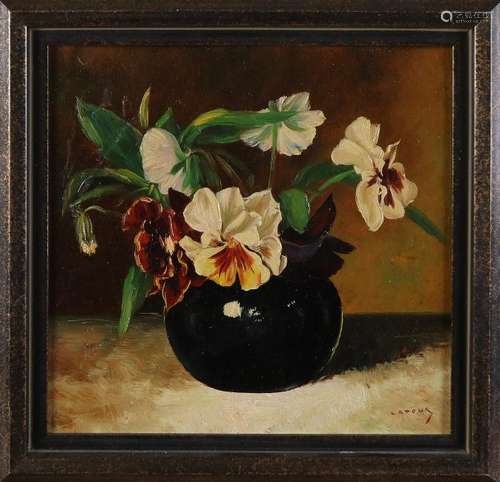 Latour. 20th century. Vase with Flowers. Oil paint on