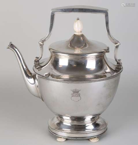 Beautiful silver bouilloir, oval shaped model decorated