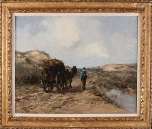 WGF Jansen. 1871 - 1949. Farmer with horse cart in the