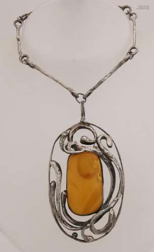 Silver necklace with pendant, 800/000, with large