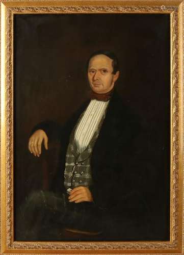 Unsigned. 19th century. Gentleman portrait on chair.