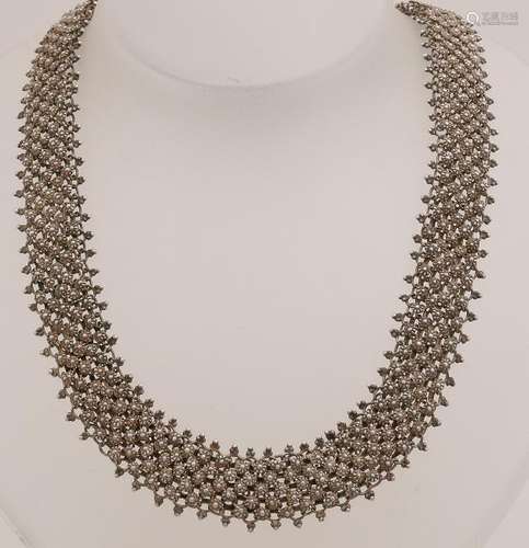 Silver necklace, 800/000, with rosettes. Wide necklace