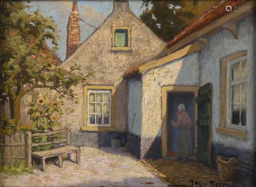 Jacob van Rossum. 1881 - 1963. Binnenhofje with wife.