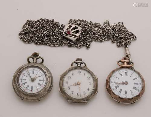 Lot with 3 silver pocket watches, 800/000, small