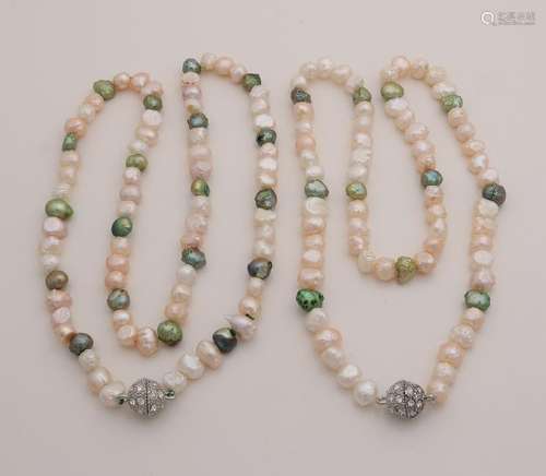 Two necklaces of whimsical freshwater pearls, mixed