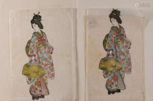 Two antique Japanese woodcuts on rice paper. 19th